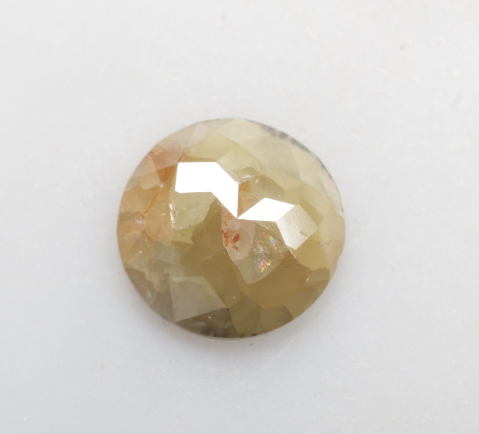 Thumbnail: 0.74 CT 6.6 MM Natural Loose Round Rose Cut Fancy Yellow color Diamond