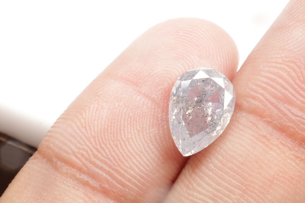 Thumbnail: 2.48 CT 10.1 X 7.1 MM Pear cut Natural Salt and Pepper Diamond, Clear Grey color
