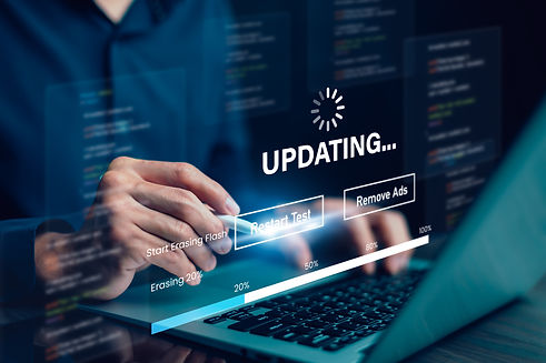 Man using laptop with Update Software Computer Program Upgrade Business Technology Interne