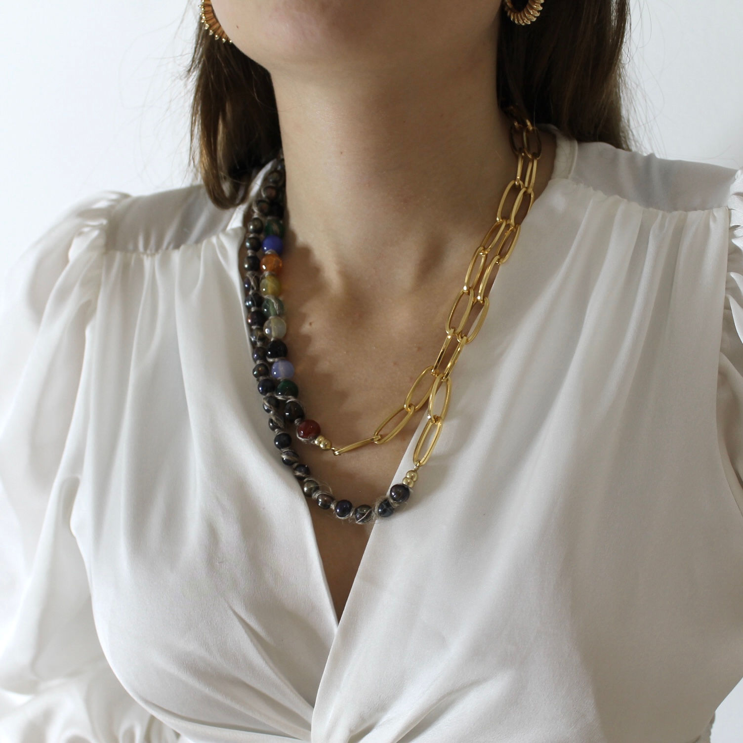 Collar Mineral Perla y Cadena