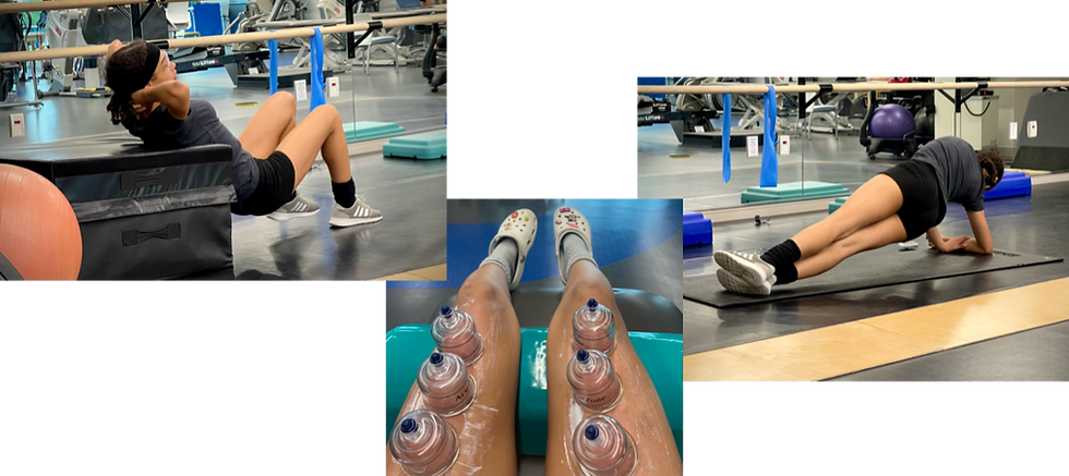 a girl exercising and cupping