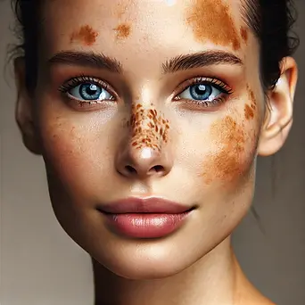 DALL·E 2024-09-11 21.51.41 - A close-up portrait of a woman with melasma, showing her face