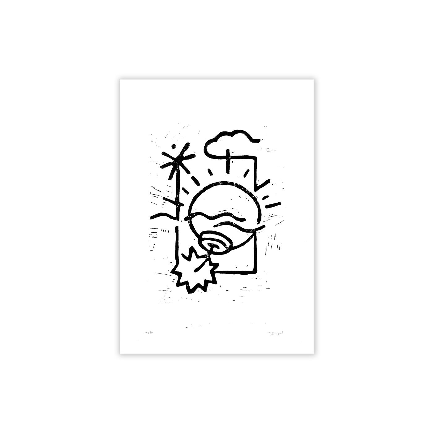 "Kopfüber" // Linolschnitt // 21x30cm // A4