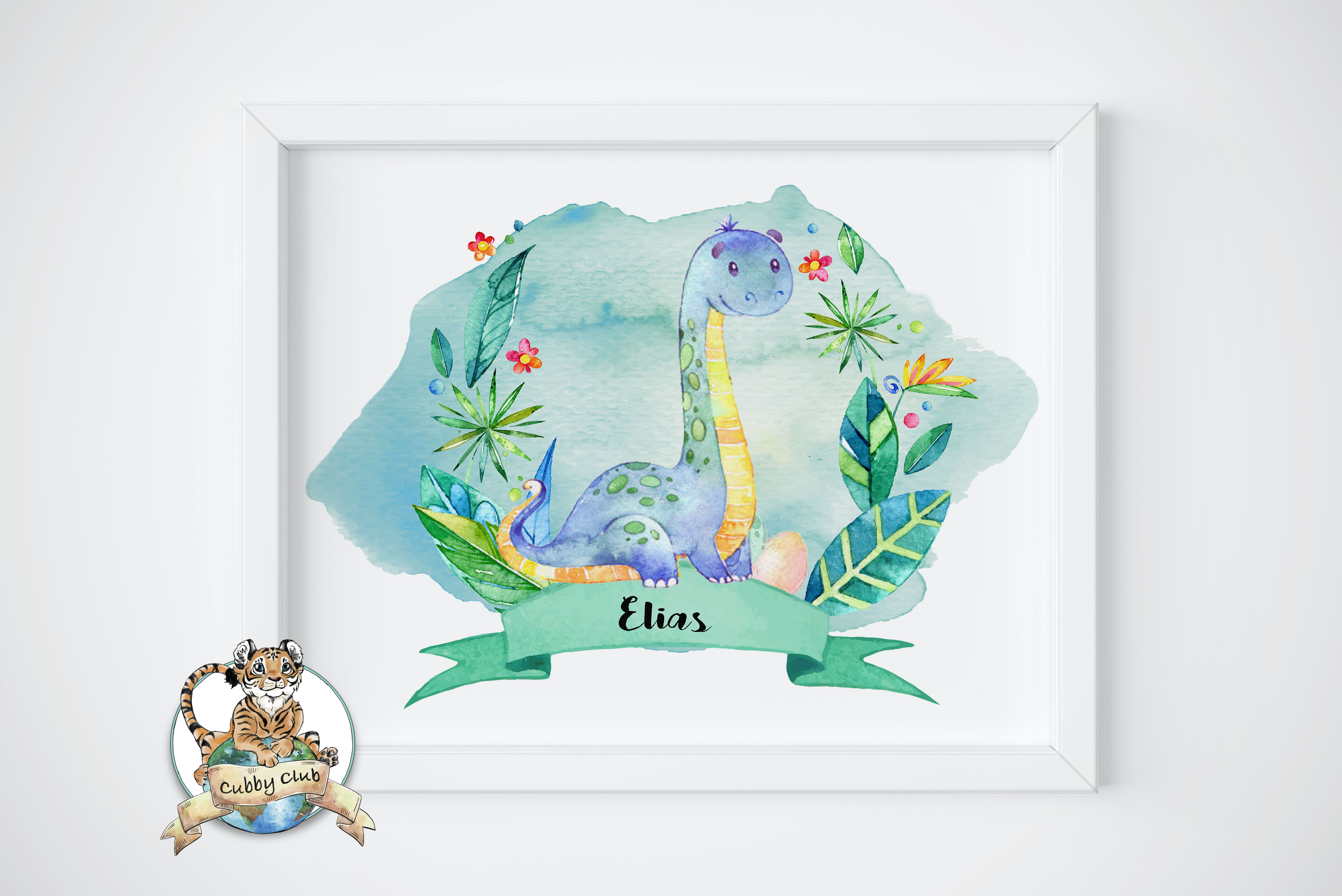 Personalisierte Kinderillustration Lanny Langhals Watercolor Fine Art Druck