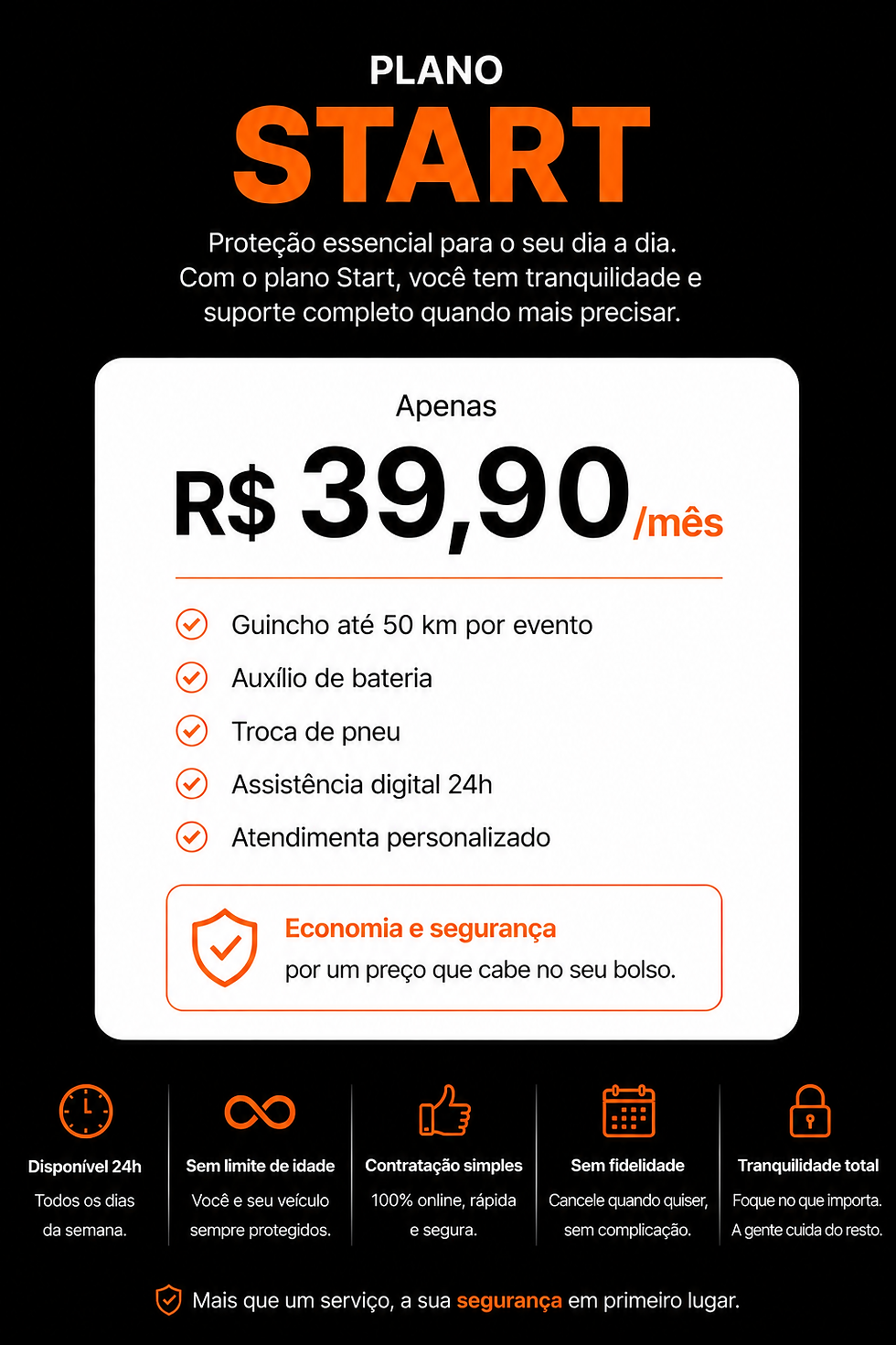 Card do Plano Start Via SOS com preço e benefĂcios
