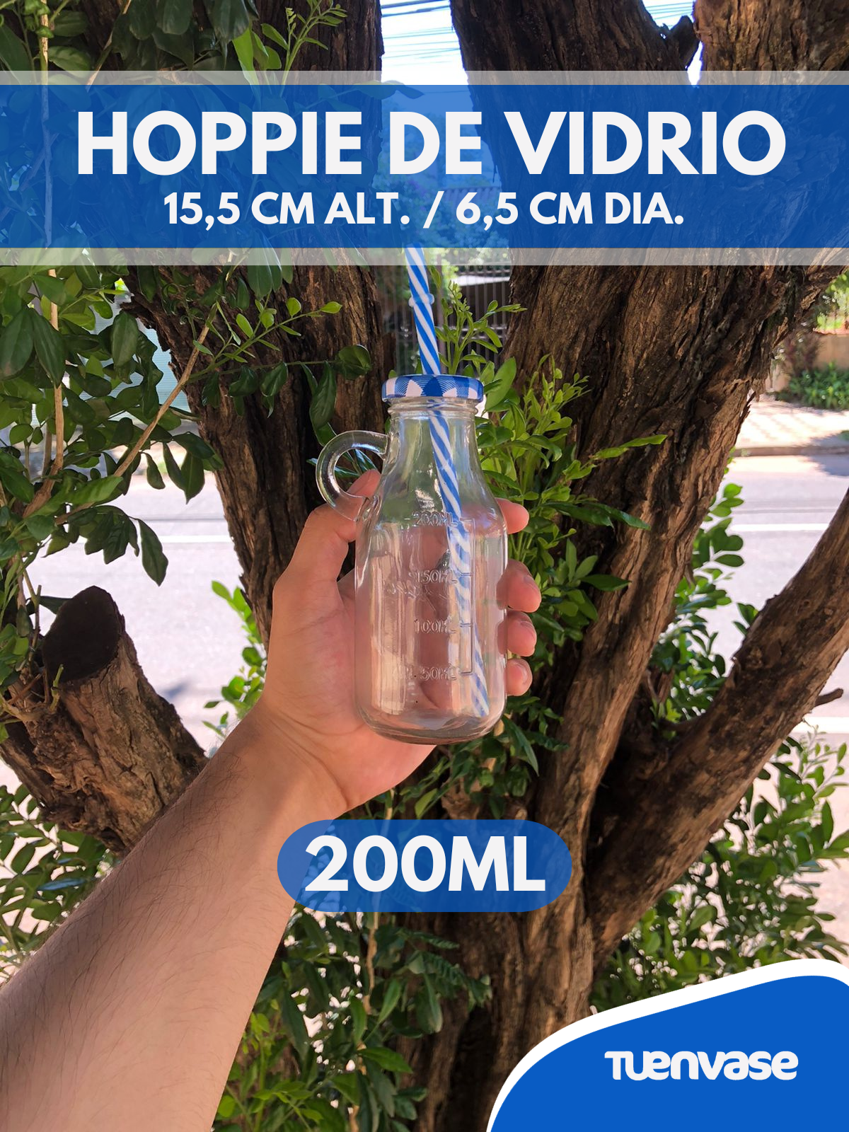 HOPPIES DE VIDRIO DE 200ML CON AGARRE