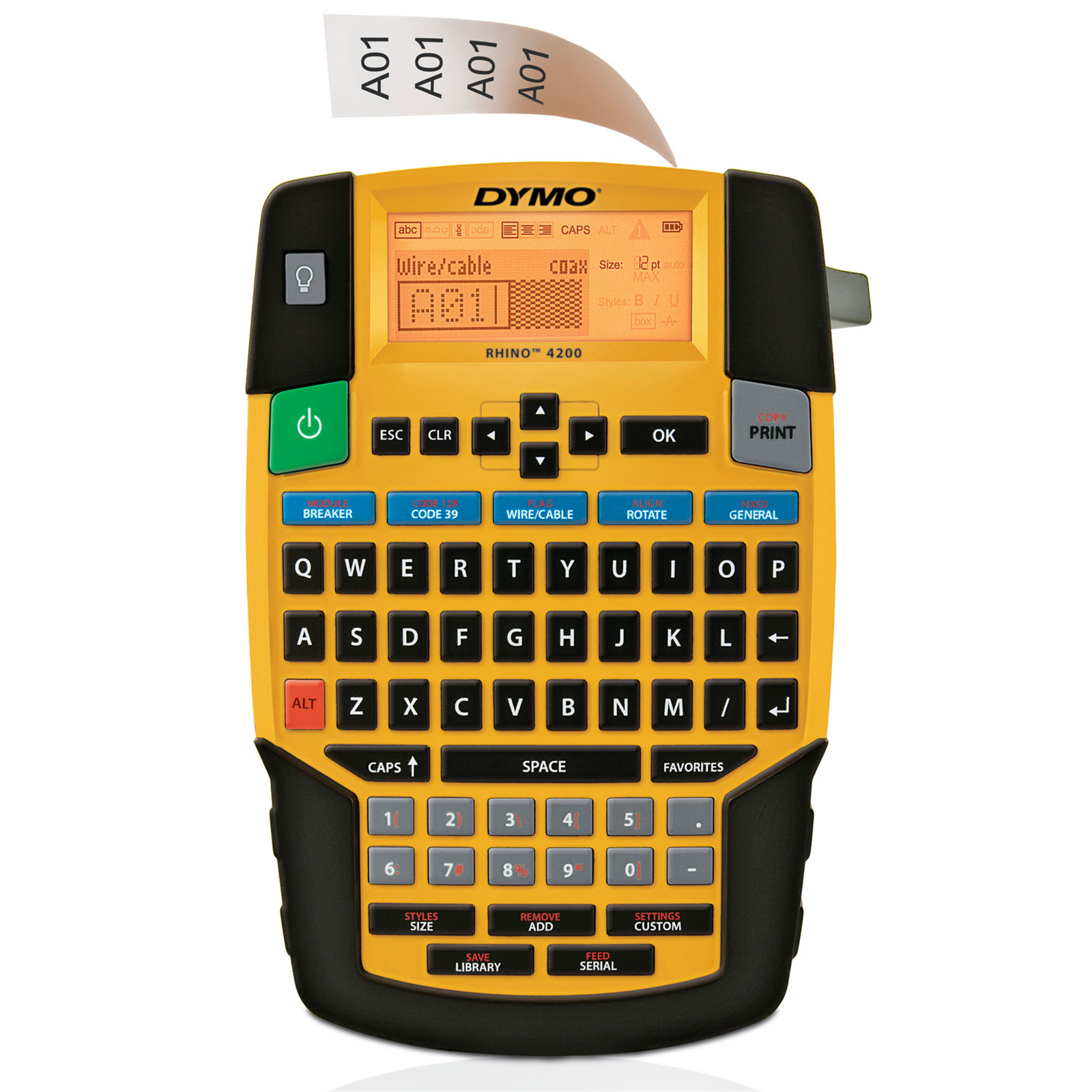 Actual DYMO Rhino 4200 label printer — individual model photograph on clean white product background