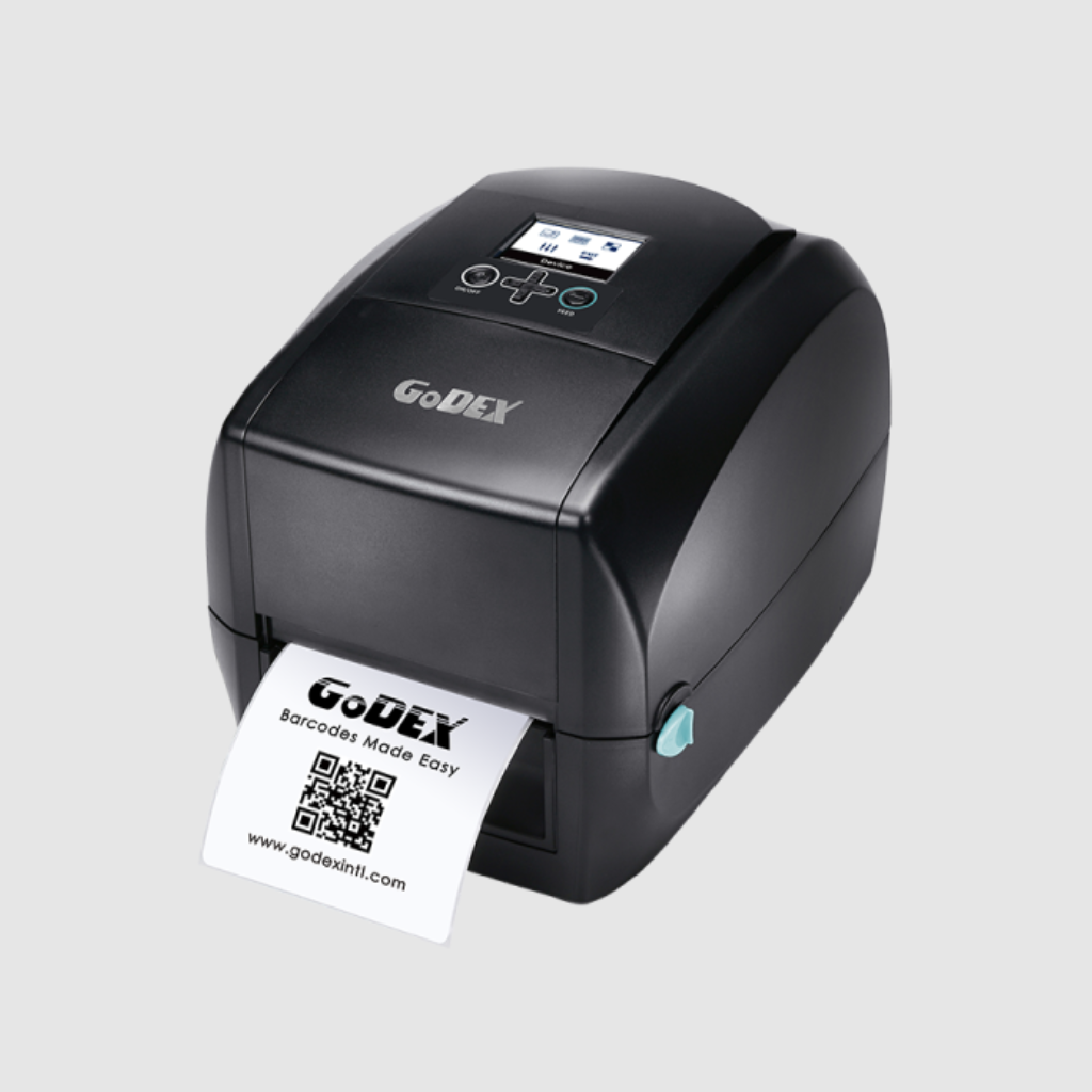 GoDEX RT700i+ Desktop label printer – Representative RT700 product-family chassis image shared by RT700i+, RT730i+. Exact regional ports and hardware may differ.
