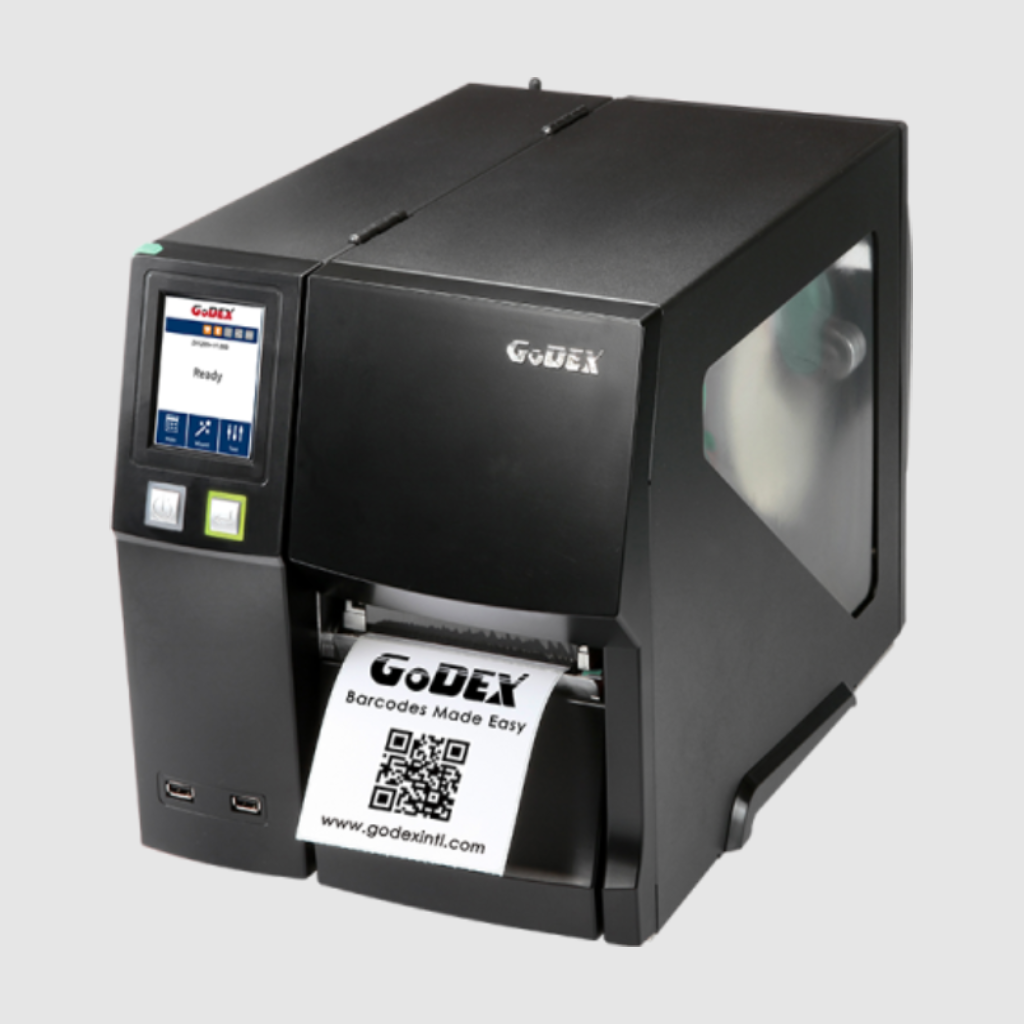 GoDEX ZX1200i+ Industrial label printer – Representative ZX1200 product-family chassis image shared by ZX1200i+, ZX1300i+. Exact regional ports and hardware may differ.