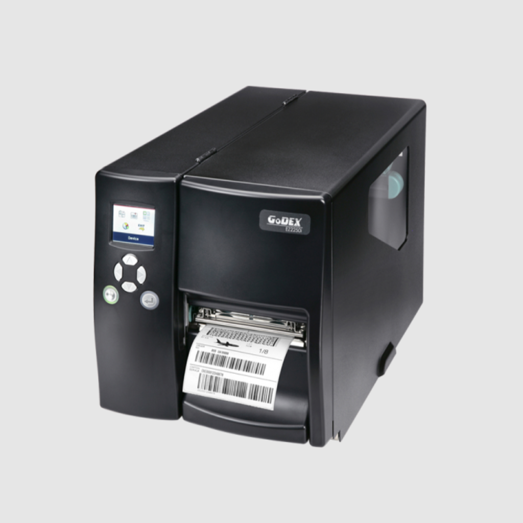 GoDEX EZ2250i Industrial label printer – Representative EZ2250 product-family chassis image shared by EZ2250i, EZ2350i. Exact regional ports and hardware may differ.