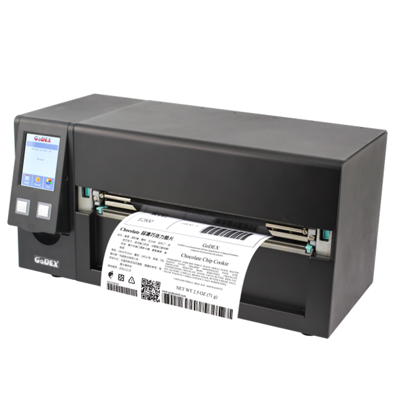 GoDEX HD830i+ Wide-format industrial label printer – Model-referenced commercial product photograph; accessory and country part-number variation may differ.