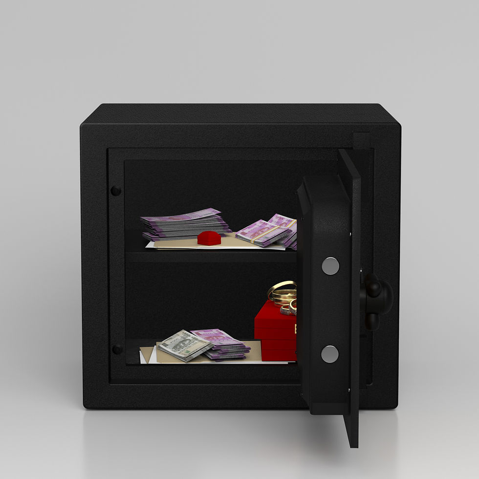 Thumbnail: Open black Godrej electronic safe with valuables inside