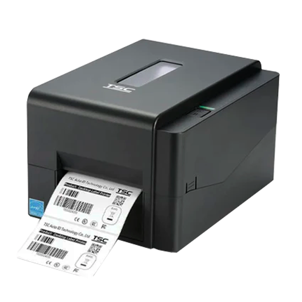 Real photograph of TSC TE200 desktop barcode label printer