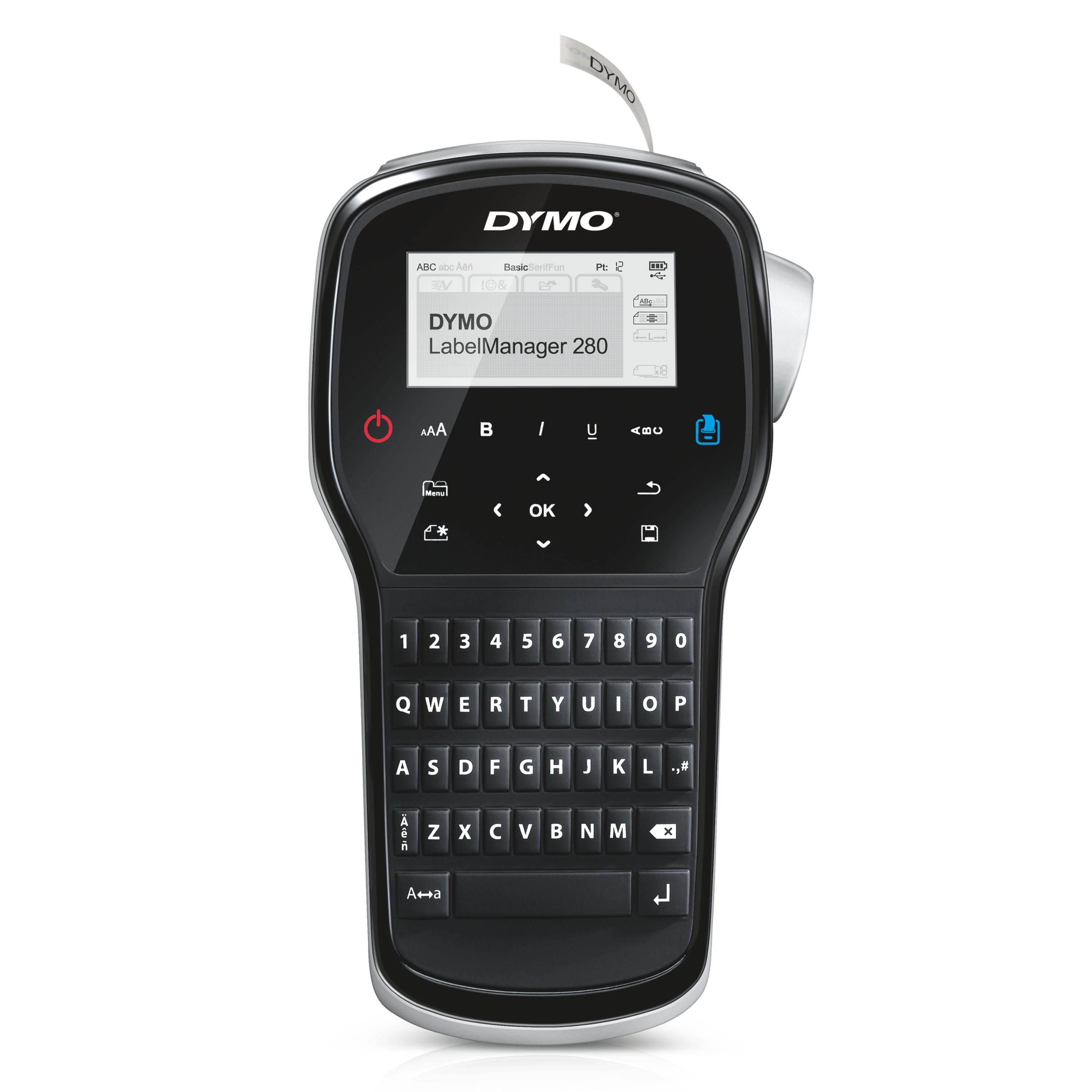 Actual DYMO LabelManager 280 label printer — individual model photograph on clean white product background