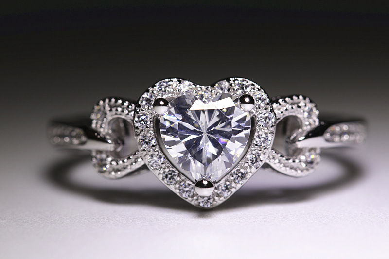Miniatura: anillo corazón de plata esterlina 925 y circonia cúb
