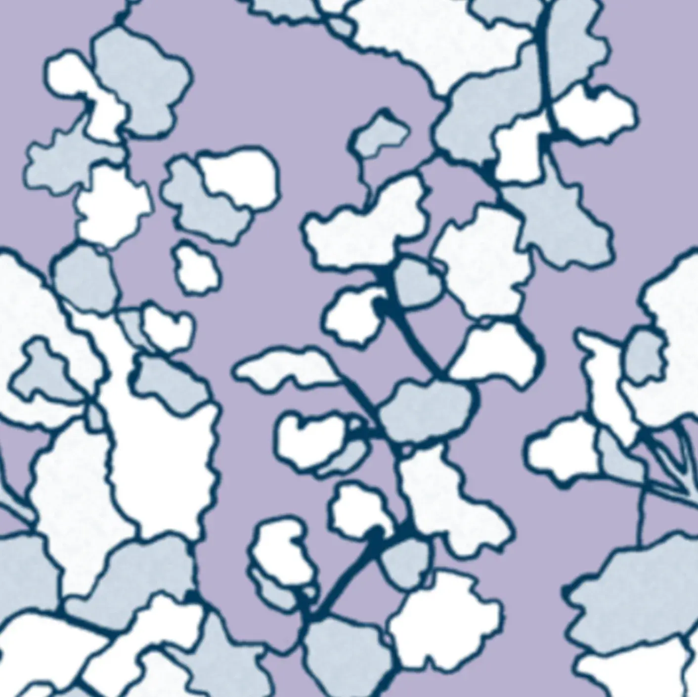 MAB Studio - Floral Lines Lilac & Indigo Fabric