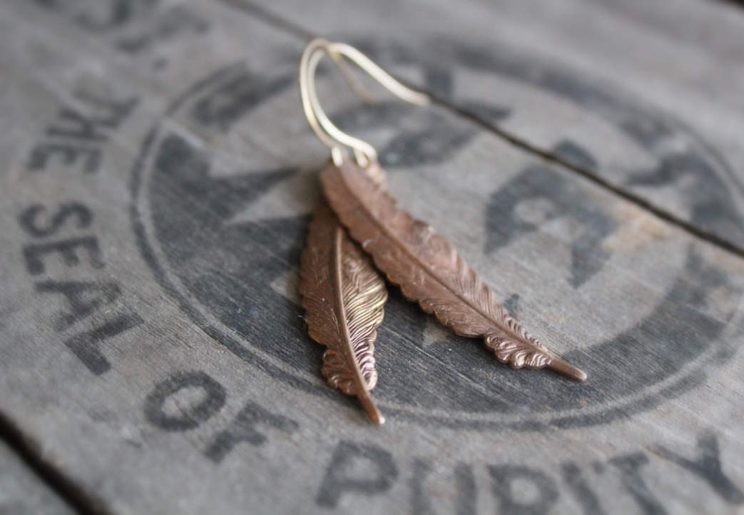 Brass Feather Earrings