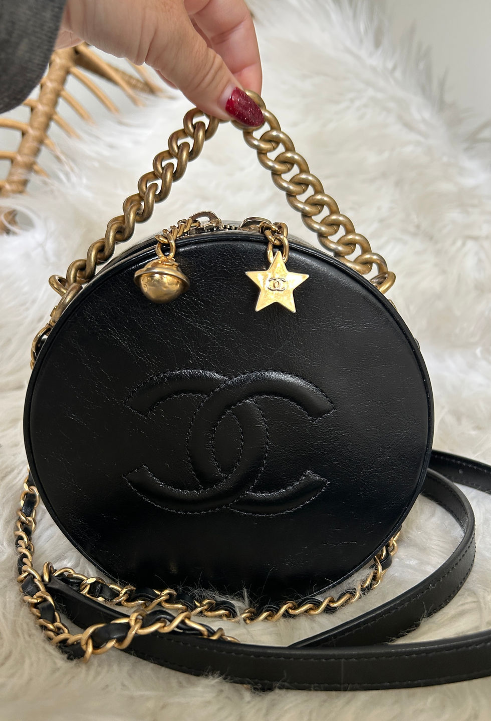 Thumbnail: CHANEL Round as Earth Bag in Black Smooth Calfskin