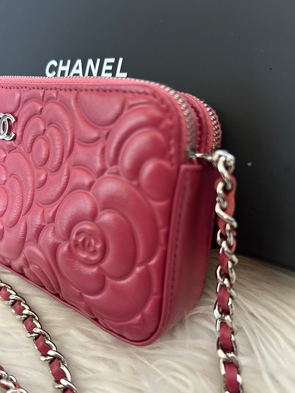 Thumbnail: CHANEL Camellia Double Zip Crossbody/Shoulder Bag