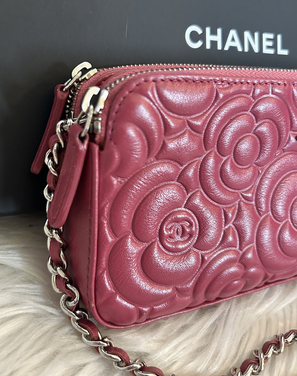 Thumbnail: CHANEL Camellia Double Zip Crossbody/Shoulder Bag