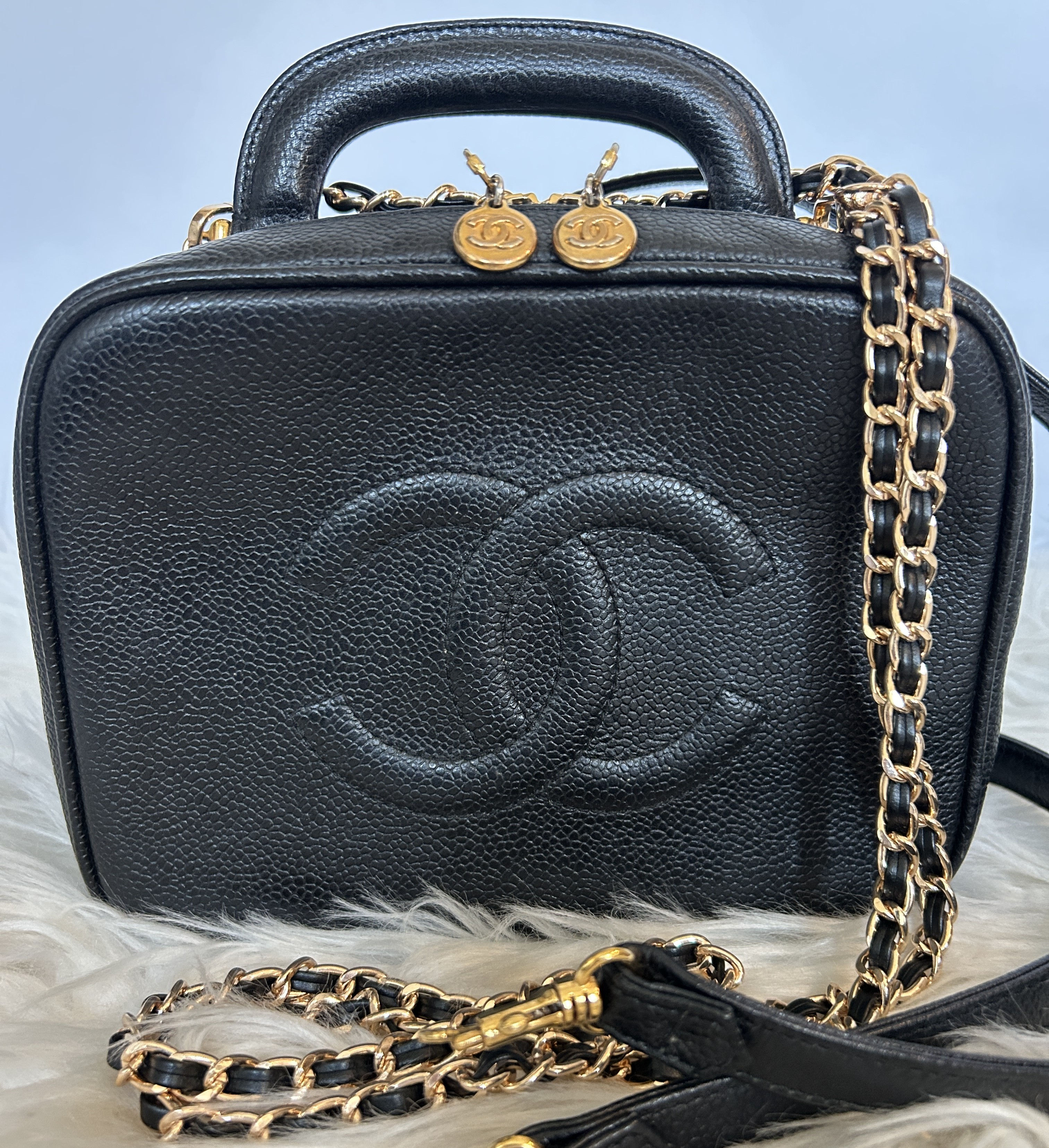 CHANEL Vanity Bag in Black Caviar Leather with Gold Hardware