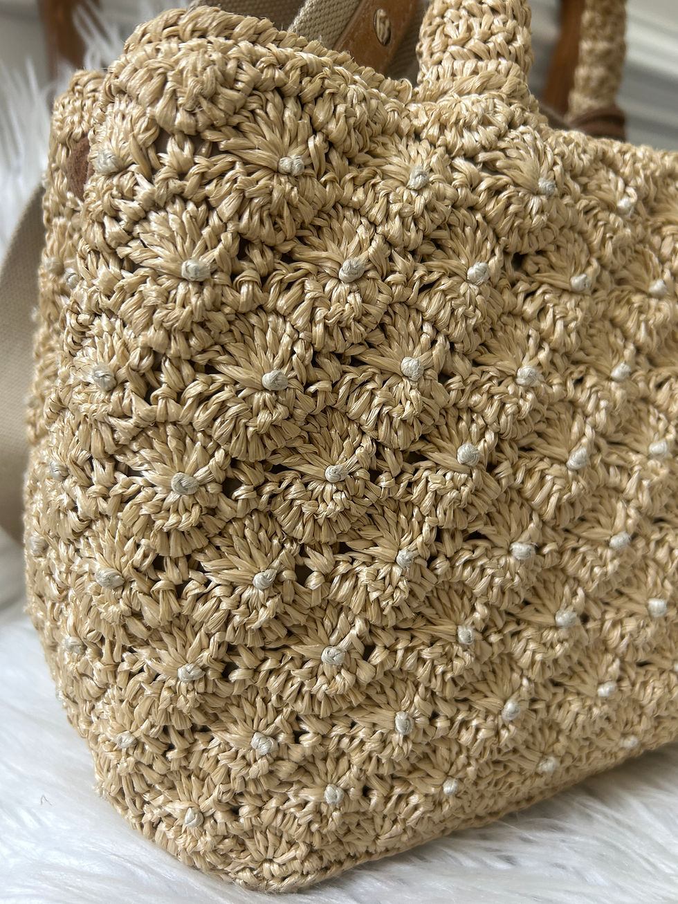 Thumbnail: Prada Pom Pom Raffia Convertible Tote with Original Strap
