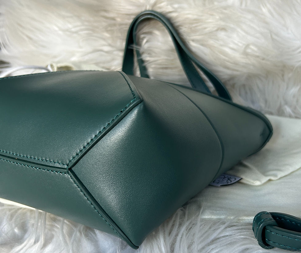 Thumbnail: LOEWE Mini Fold Tote in green shiny calfskin-NWOT, current season color!