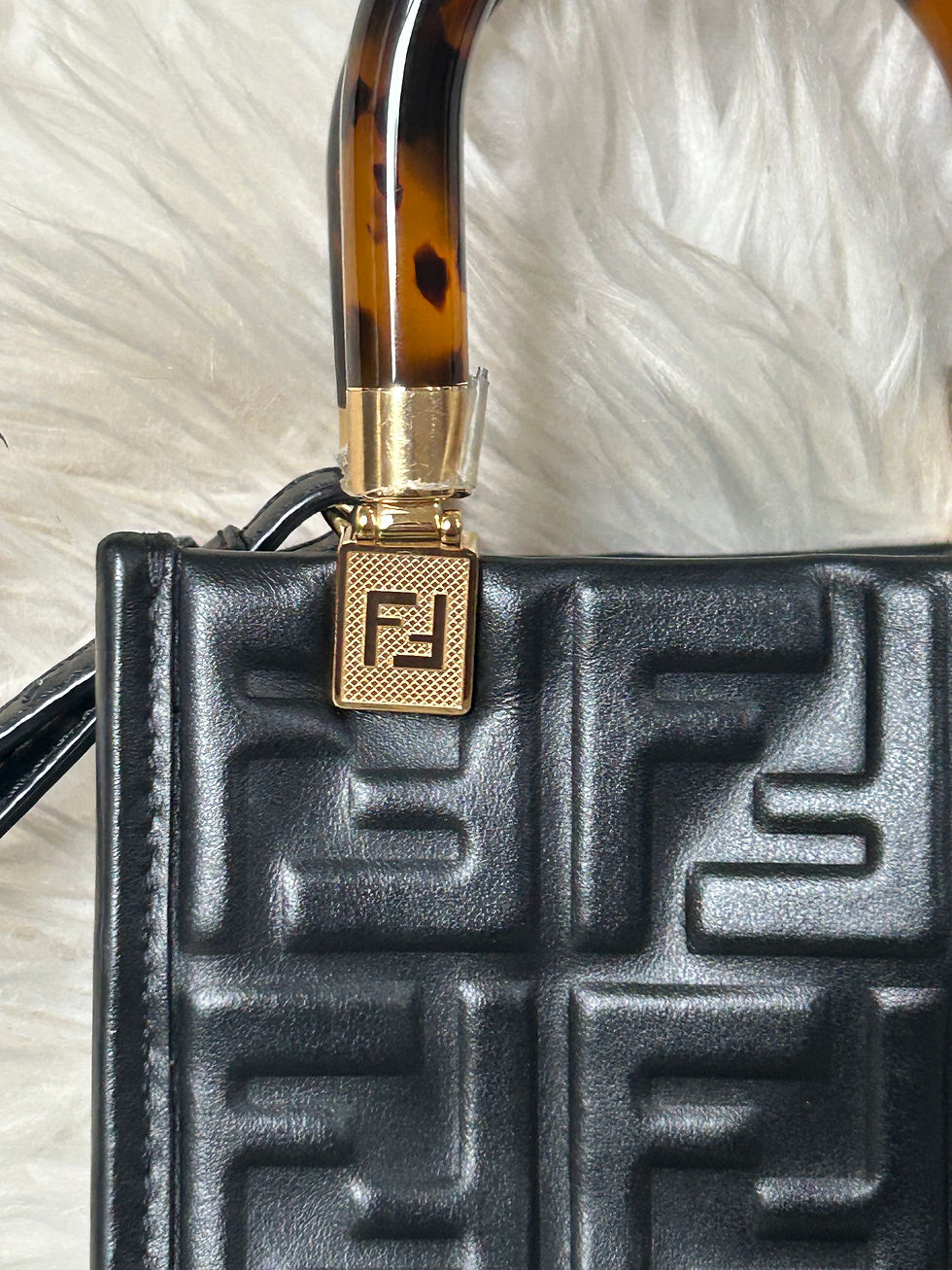 Thumbnail: Fendi Vitello Embossed Mini F Sunshine Tote