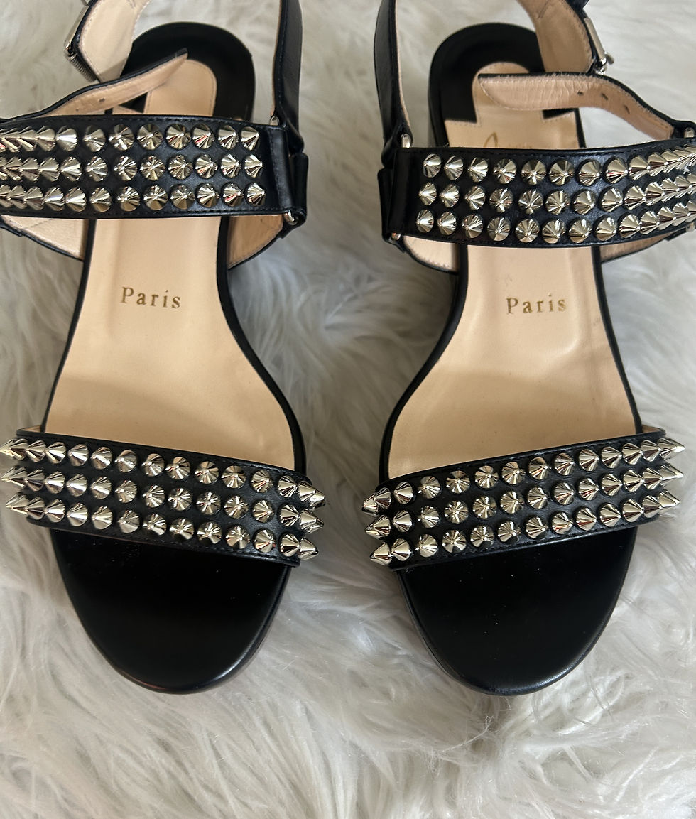 Thumbnail: Christian Louboutin Nappa Spike Bikool 85 Sandals Heels