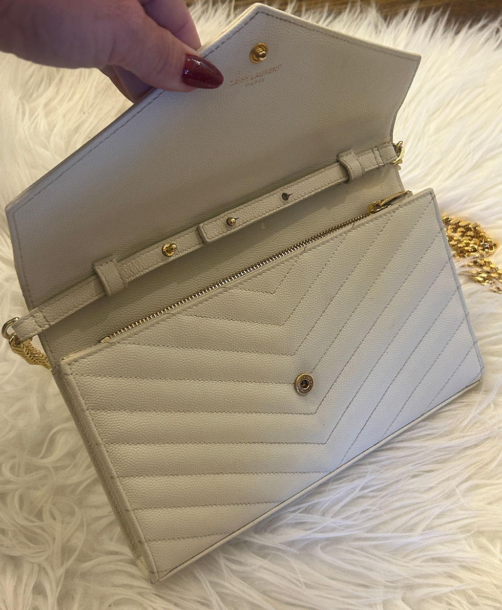 Thumbnail: Saint Laurent Cassandre Envelope Chain Bag in Blanc Vintage Grain de Poudre