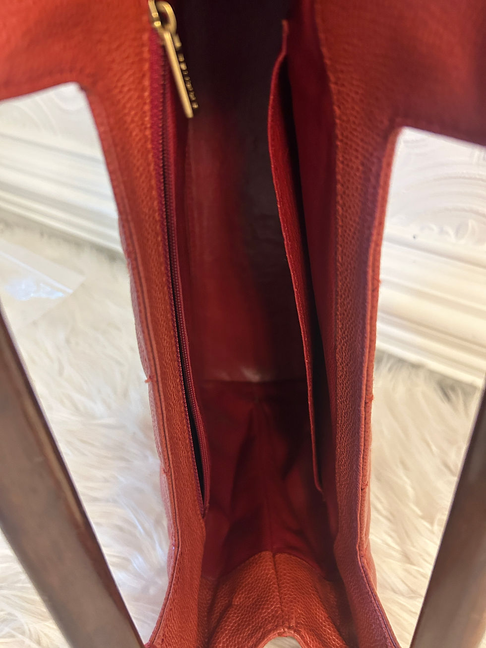 Thumbnail: CHANEL  Wood Handle Tote in Red Caviar