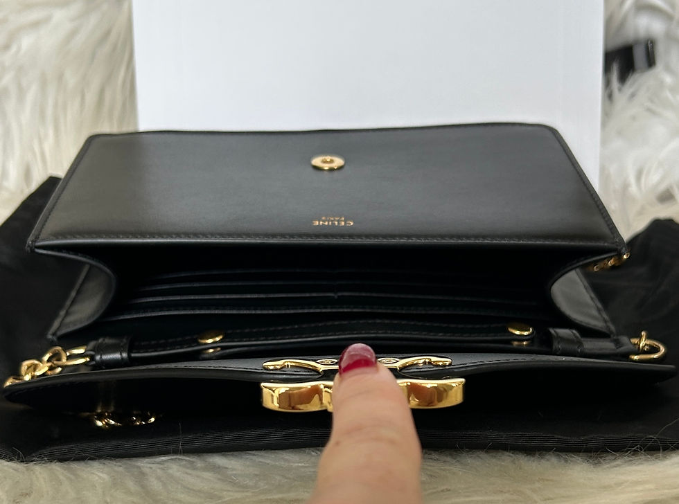 Thumbnail: Celine Margo Crossbody  in Shiny Black Calfskin