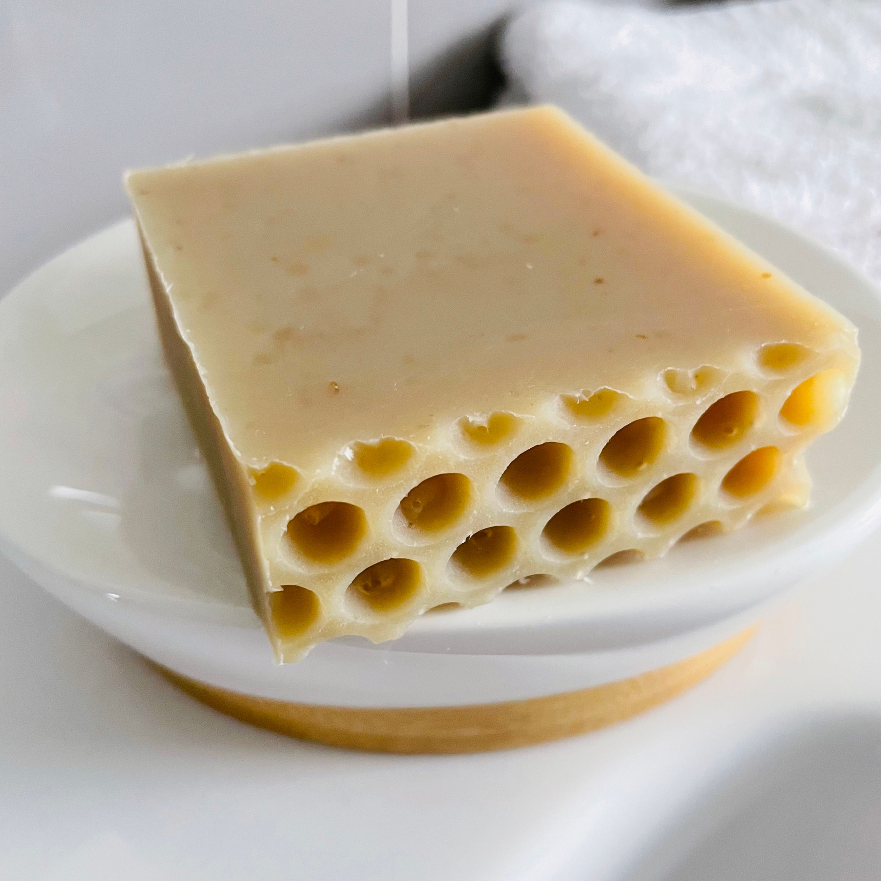 Brown soap with honeycomb top