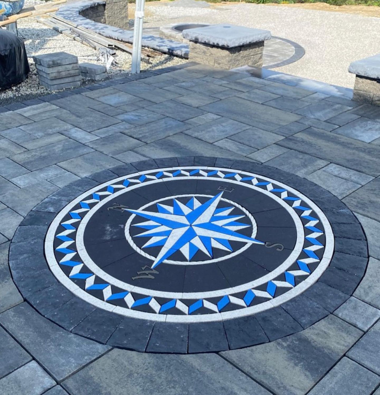 Compass Rose Inlay Pattern Compass Rose Crystal Band Installed by Luminary Designs | Compass Rose