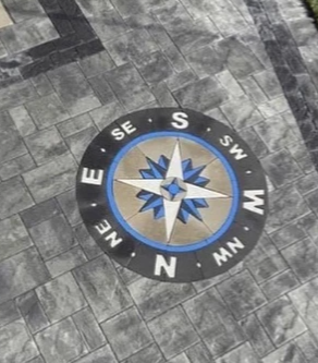 paver kit, compass rose, paver compass, inlay, paver design, patio ideas