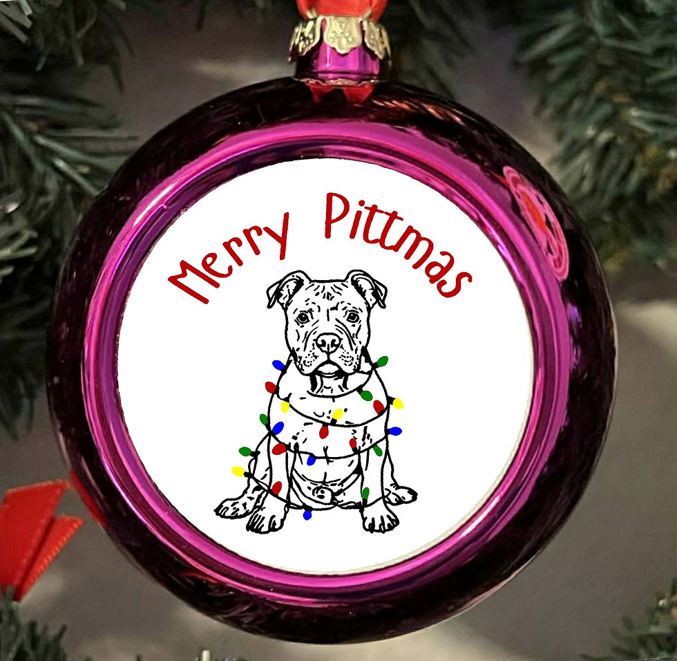 MERRY PITTMAS Pitbull Christmas lights Shatterproof ORNAMENT Color Choice