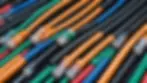 Close-up view of modern Ethernet cables organized neatly