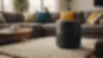 Close-up view of a mesh network device in a cozy living room