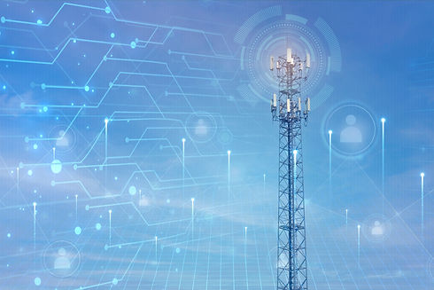 Signal tower or Mobile phone tower with dayligth sky. Telecommunication tower with 5G cell