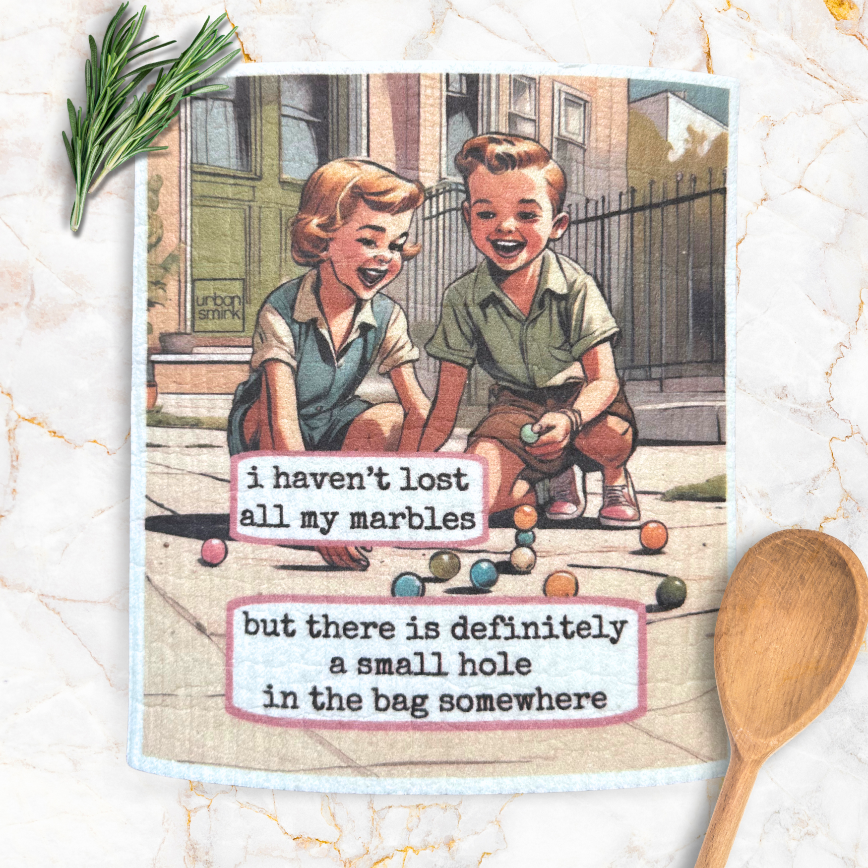 vintage boy and girl play marbles on sidewalk