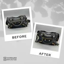 BALENCIAGA 金釦Giant Mini City機車包 化石灰 翻新/邊油/換皮繩