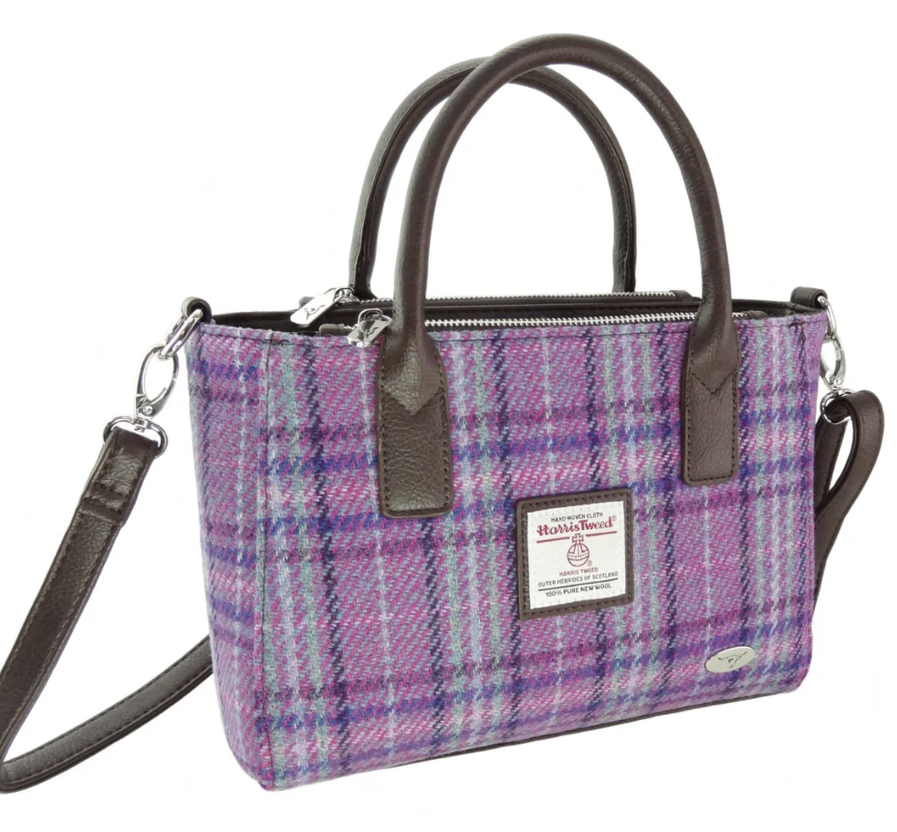 Harris Tweed Small Tote Bag-Light Purple