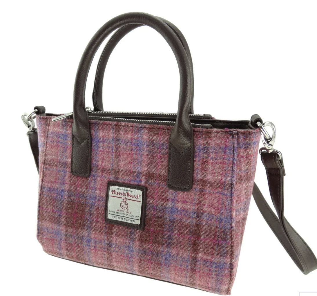 Harris Tweed Small Tote Bag In Deep Pink