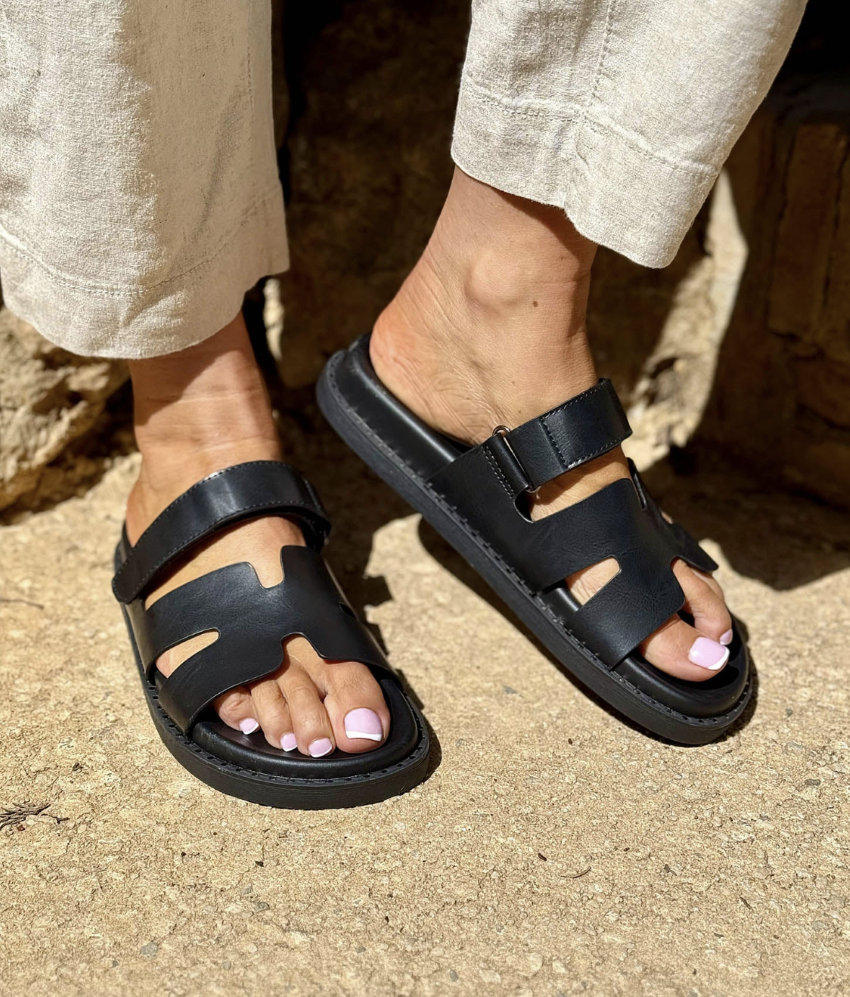 Thumbnail: Hattie : Gladiator Flat Strap Velcro Sandal;