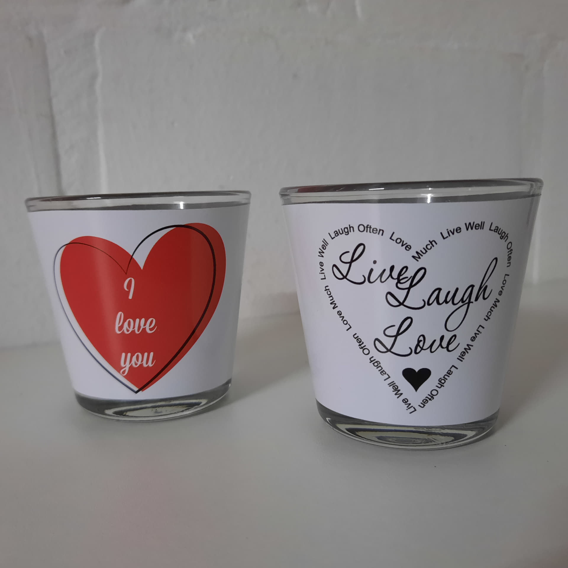 Theelichtje met valentijn/liefde opdruk.