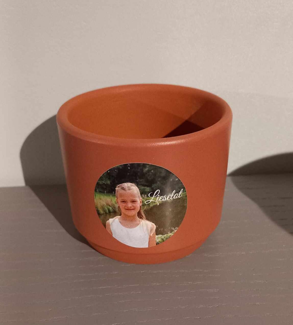 Bloempotje TERRACOTA keramiek (MET FOTO OF NAAM)