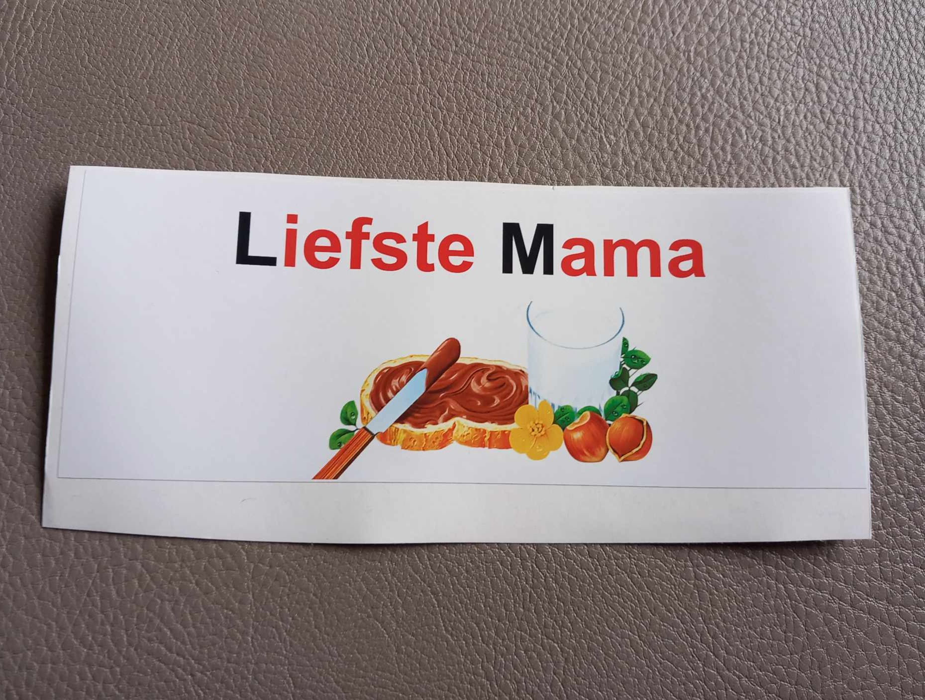 NUTELLA STICKER: Liefste Mama (Sticker als de foto)
