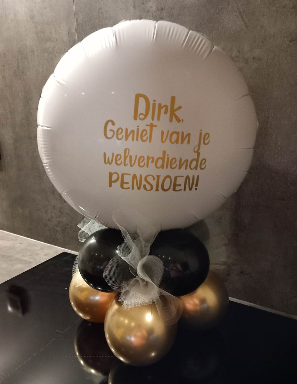Thumbnail: Tafelstuk met naam: WITTE FOLIEBALLON!