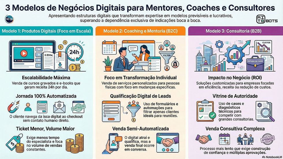 Do "Boca a Boca" à Previsibilidade: 3 Modelos Digitais para Escalar Negócios de Mentoria, Coaching ou Consultoria