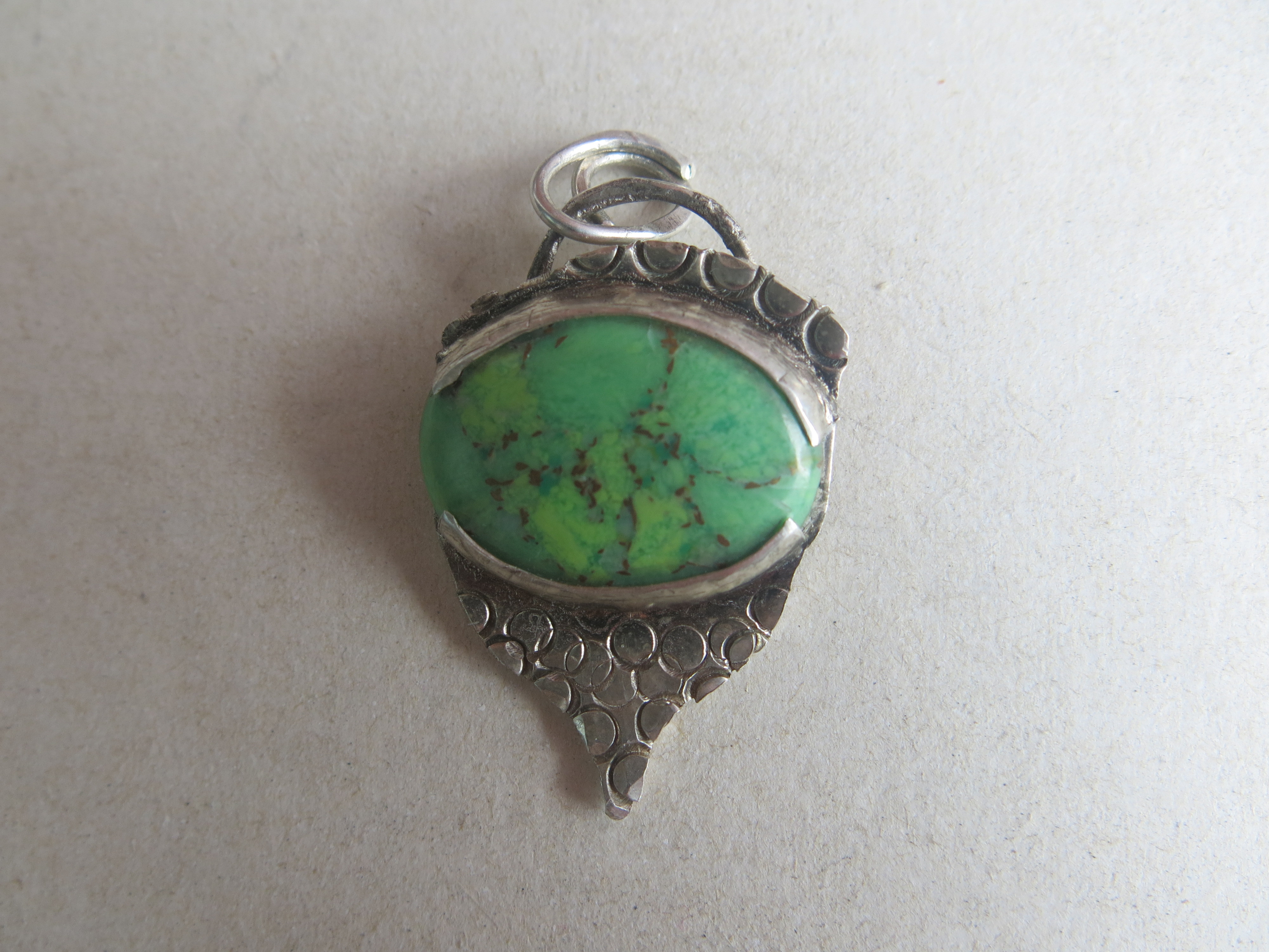 GAANA Pendant Oval Green Copper Turquoise size 2.5*2cm 999 Silver